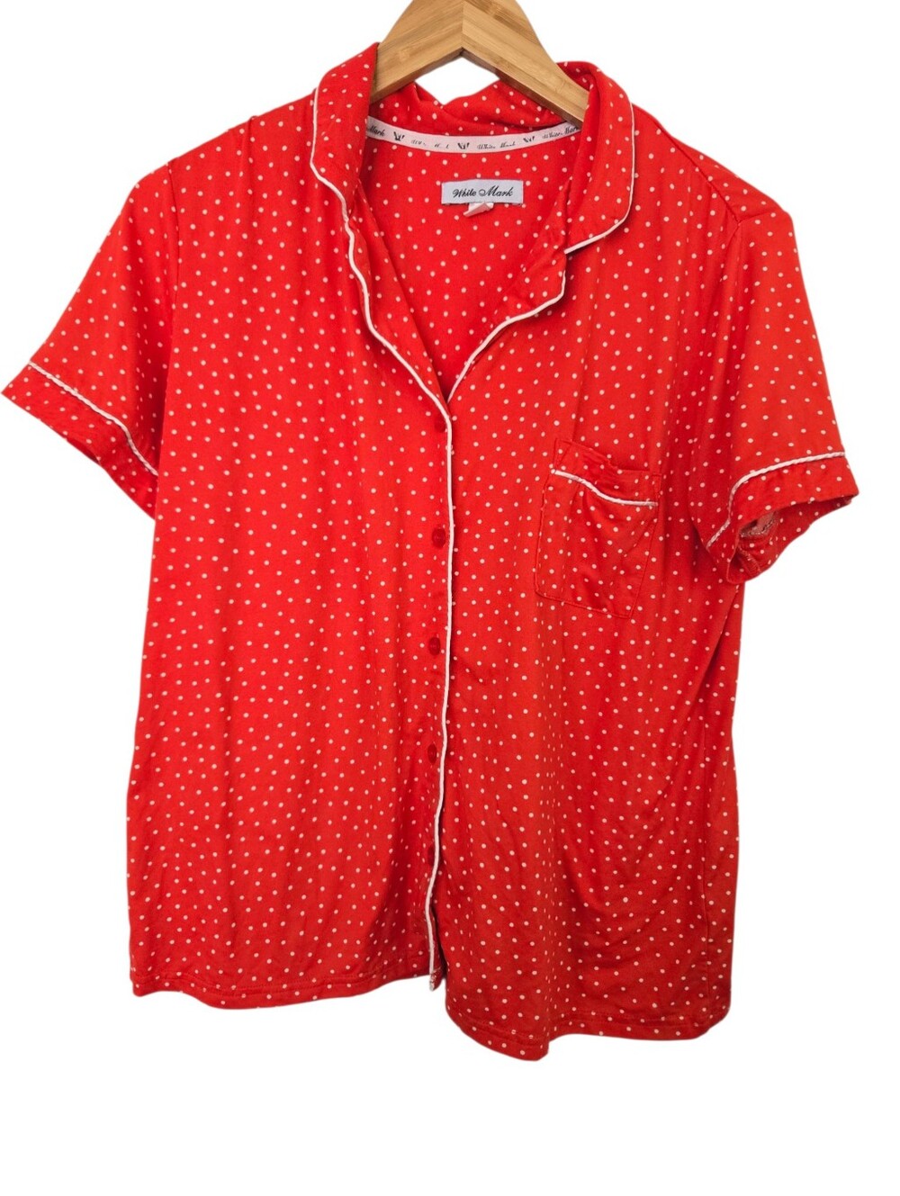 ❤️ White Mark Red Polka Dot Short Sleeve Pajama Set Size Large - Picture 2 of 6